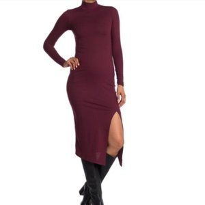 AFRM Joyce Mock Neck Midi Dress In Burgundy